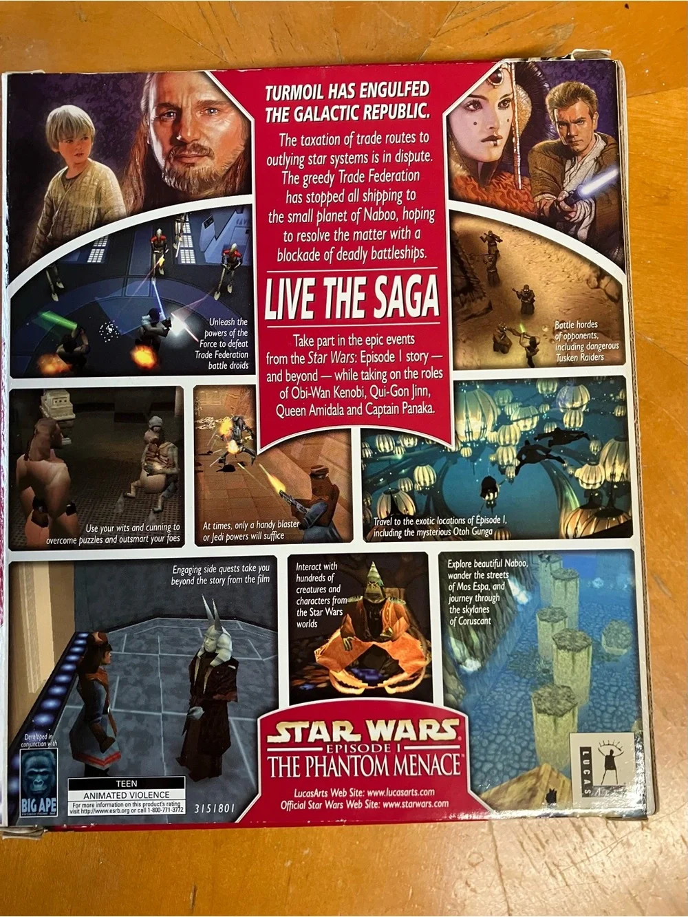 Star Wars Episode 1 The Phantom Menace PC Game Vintage 1999 Complete Big Box